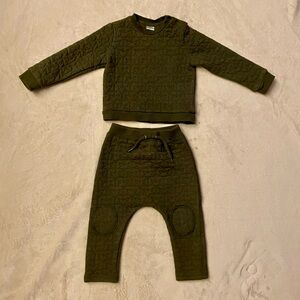 Olive Quilted Baby Outfit